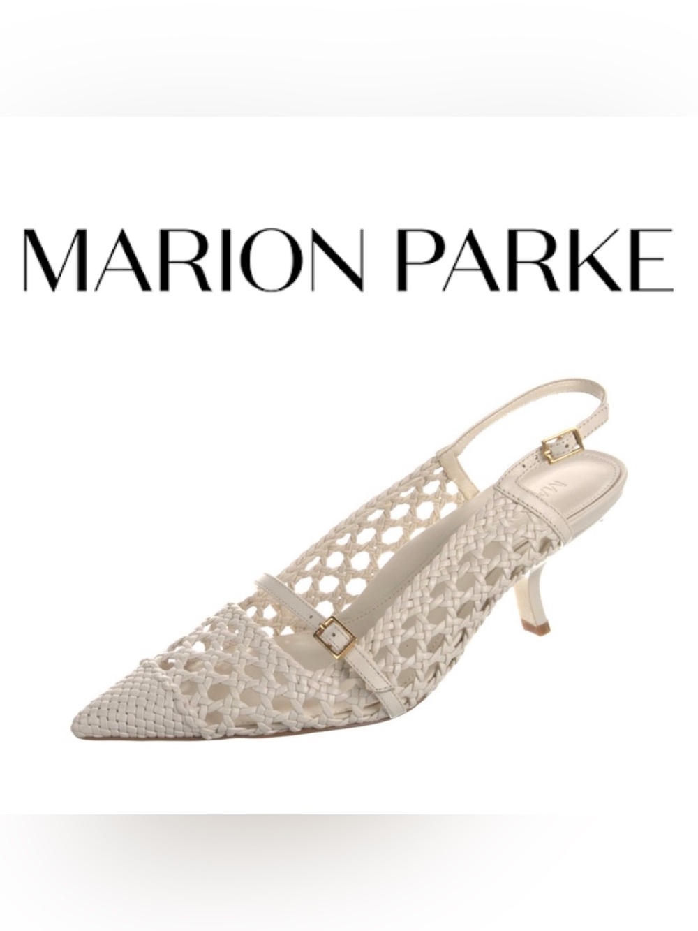 Marion Parke White Woven Slingback Heel